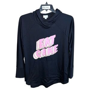 Lularoe Hooded Shirt Women’s Size XL Black Pink Long Sleeve Athletic Casual